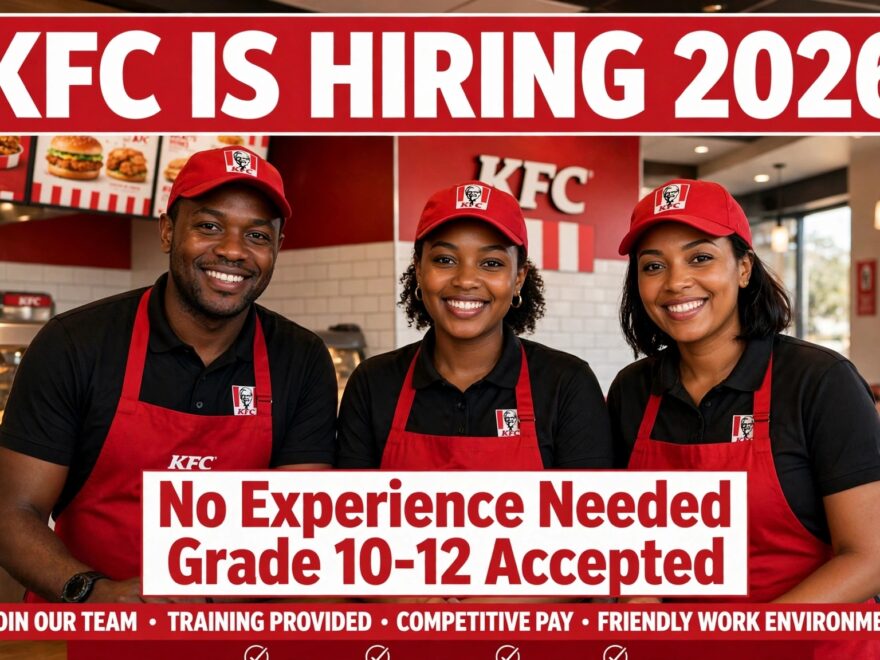KfC is hiring 2026 team members across South Africa-Grafe 10 to 12 no experience needed
