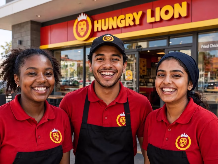 Young South African crew members smiling at Hungry Lion restaurant - Hungry Lion Jobs 2026 general worker vacancies no experience needed apply online